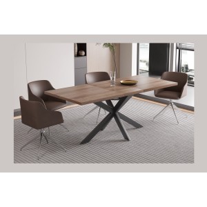 Table extensible KALVANO – 160 à 200 cm – Chêne foncé – Plateau 40 mm – Design contemporain 