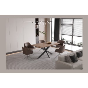 Table extensible KALVANO – 160 à 200 cm – Chêne foncé – Plateau 40 mm – Design contemporain 