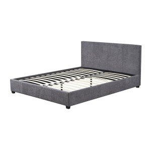 Lit double ROMA 160x200 cm – PU gris – Sommier inclus – Design moderne et confort quotidien