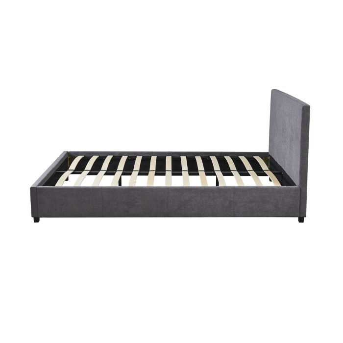 Lit double ROMA 160x200 cm – PU gris – Sommier inclus – Design moderne et confort quotidien