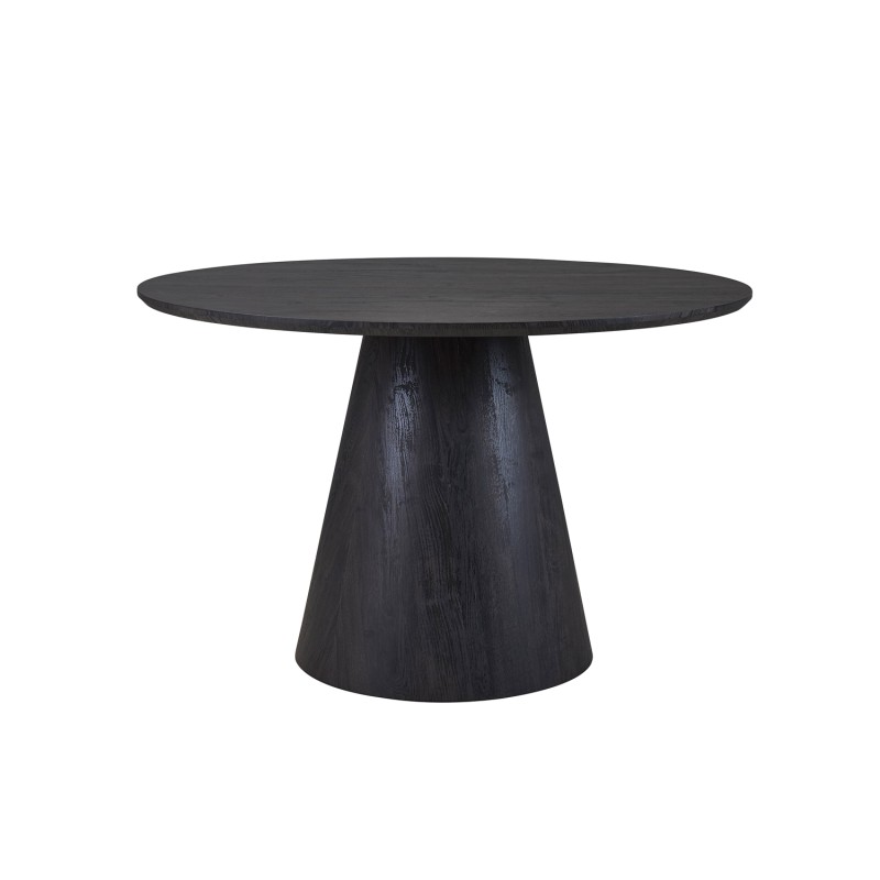 Table à manger ronde BOKOR – Diamètre 120 cm – Coloris brun foncé – Style contemporain et chaleureux