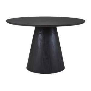 Table à manger ronde BOKOR – Diamètre 120 cm – Coloris brun foncé – Style contemporain et chaleureux