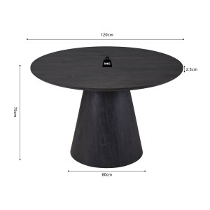 Table à manger ronde BOKOR – Diamètre 120 cm – Coloris brun foncé – Style contemporain et chaleureux