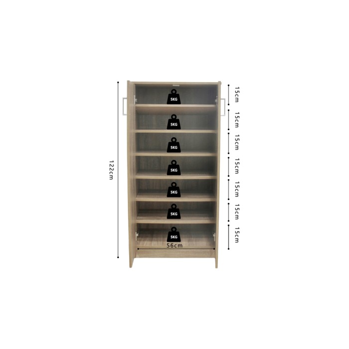 Meuble à chaussures MUNDA – 2 portes – Coloris chêne sonoma – Rangement compact et style contemporain