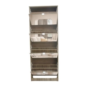 Meuble à chaussures MEXICO – 4 tiroirs avec miroirs – Coloris chêne sonoma – Rangement vertical contemporain