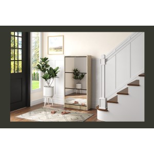 Meuble à chaussures MEXICO – 3 tiroirs avec miroirs – Coloris chêne sonoma – Design contemporain et fonctionnel