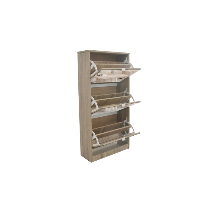 Meuble à chaussures MEXICO – 3 tiroirs avec miroirs – Coloris chêne sonoma – Design contemporain et fonctionnel