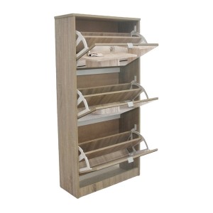 Meuble à chaussures MEXICO – 3 tiroirs avec miroirs – Coloris chêne sonoma – Design contemporain et fonctionnel