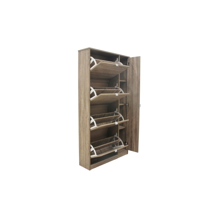 Meuble à chaussures MEXICO – 4 tiroirs et 1 porte avec miroir – Coloris chêne sonoma – Design pratique et contemporain