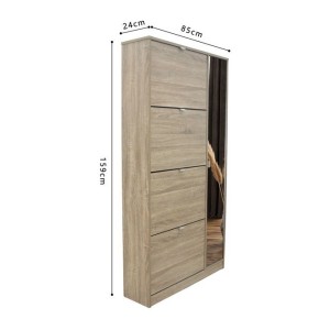 Meuble à chaussures MEXICO – 4 tiroirs et 1 porte avec miroir – Coloris chêne sonoma – Design pratique et contemporain