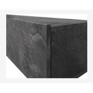 Meuble TV XL RAMOS 270 cm – Gris effet ardoise – 3 portes abattantes + 3 niches – À poser ou suspendre