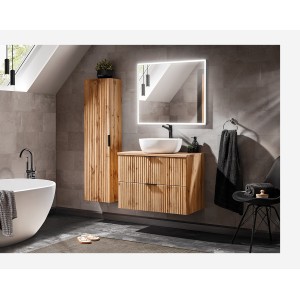 Ensemble salon complet RAMOS – Effet ardoise – 7 meubles avec LED multicolore intégrée