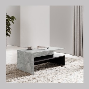 Ensemble salon complet RAMOS – Effet béton – 7 meubles avec LED multicolore intégrée