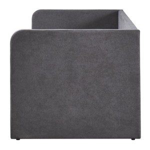 Lit PARME 90x200 cm – Tissu gris – Sommier inclus – Design moderne et structure robuste