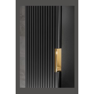 Colonne salle de bain NOXERA – 1 porte – Noir mat – Design rainuré et poignées personnalisables 