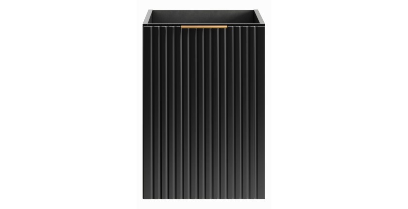 Meuble de rangement NOXERA – 40 cm – Panier à linge intégré – Noir mat – Design rainuré 