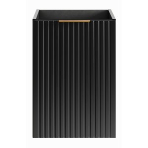 Meuble de rangement NOXERA – 40 cm – Panier à linge intégré – Noir mat – Design rainuré 