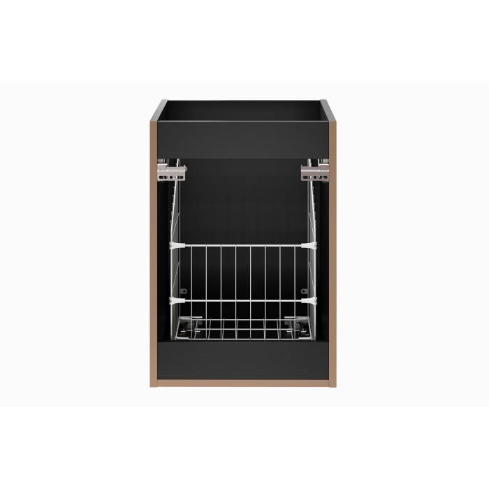 Meuble de rangement NOXERA – 40 cm – Panier à linge intégré – Noir mat – Design rainuré 