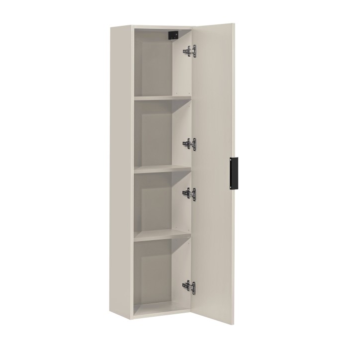 Colonne de salle de bain suspendue NOXERA – 1 porte – Beige mat – Hauteur 140 cm 