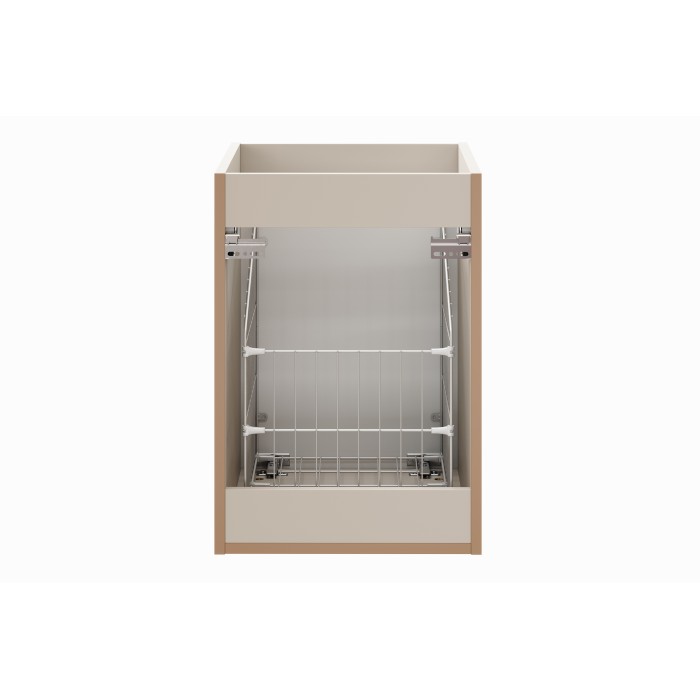 Meuble de rangement salle de bain NOXERA – 40 cm – Panier à linge – Beige mat – Suspendu 