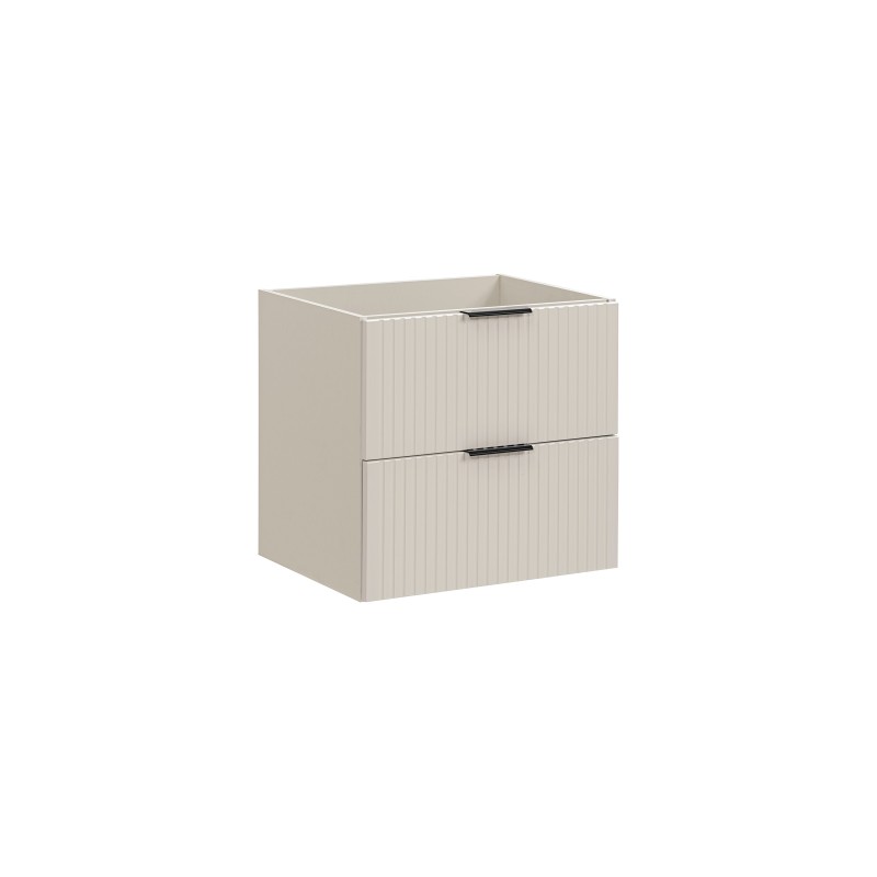 Meuble sous vasque NOXERA – 60 cm – 2 tiroirs – Beige mat – Meuble suspendu moderne 