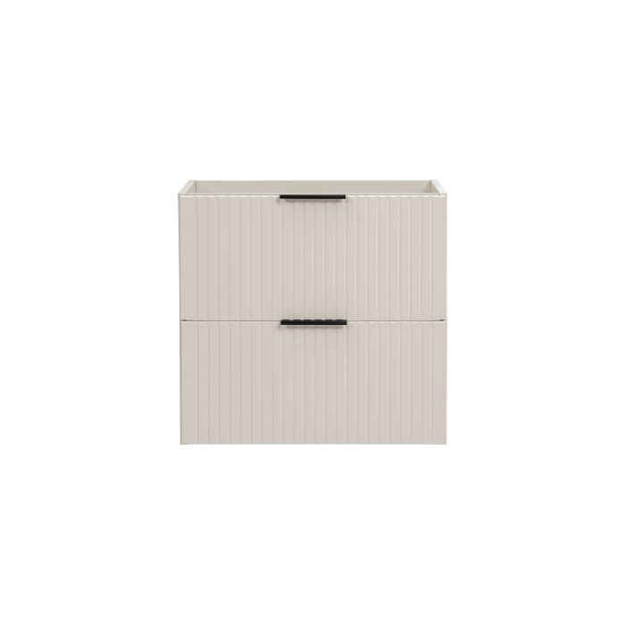 Meuble sous vasque NOXERA – 60 cm – 2 tiroirs – Beige mat – Meuble suspendu moderne 