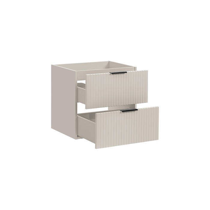 Meuble sous vasque NOXERA – 60 cm – 2 tiroirs – Beige mat – Meuble suspendu moderne 