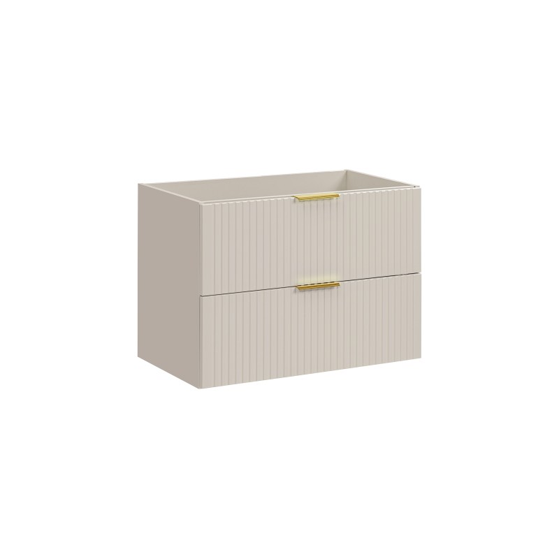 Meuble sous vasque NOXERA – 80 cm – 2 tiroirs – Beige mat – Finitions haut de gamme suspendues 