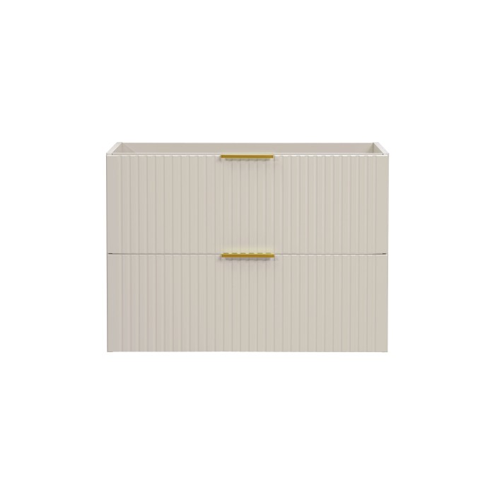 Meuble sous vasque NOXERA – 80 cm – 2 tiroirs – Beige mat – Finitions haut de gamme suspendues 