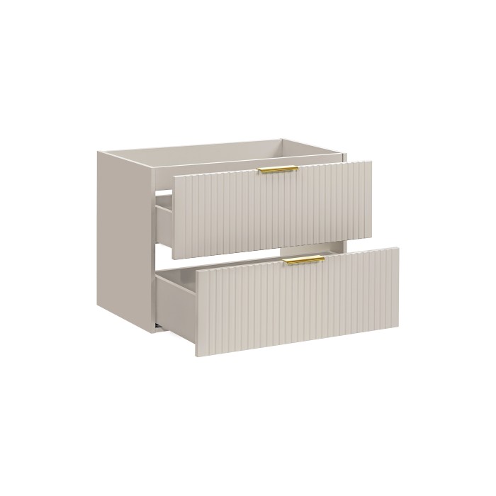 Meuble sous vasque NOXERA – 80 cm – 2 tiroirs – Beige mat – Finitions haut de gamme suspendues 