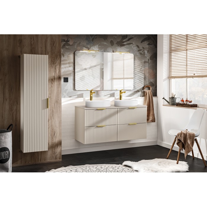 Plan vasque NOXERA – 120 cm – Beige mat – À poser – Finition haut de gamme en MDF 