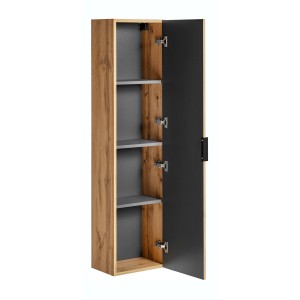 Colonne salle de bain suspendue NOXERA – 1 porte – Coloris chêne wotan – Hauteur 140 cm 