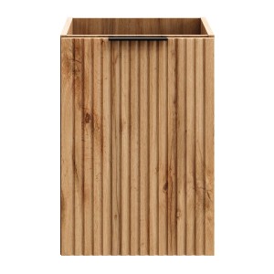 Meuble de rangement NOXERA – 40 cm – Avec panier à linge – Coloris chêne wotan – Meuble suspendu 