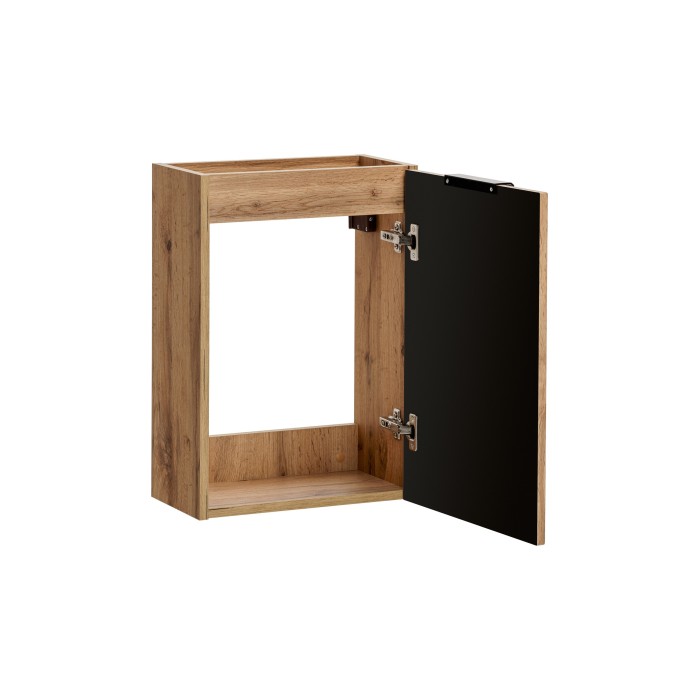 Meuble sous vasque NOXERA – 40 cm – 1 porte – Coloris chêne wotan – Meuble suspendu compact 