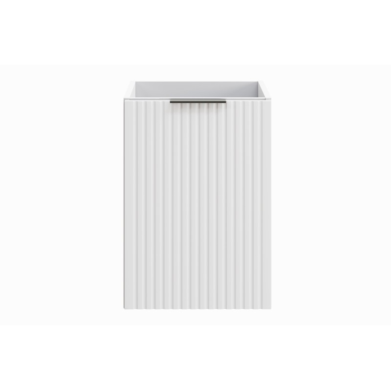 Meuble de rangement salle de bain NOXERA – Avec panier à linge – Blanc mat – 40 cm – À suspendre 