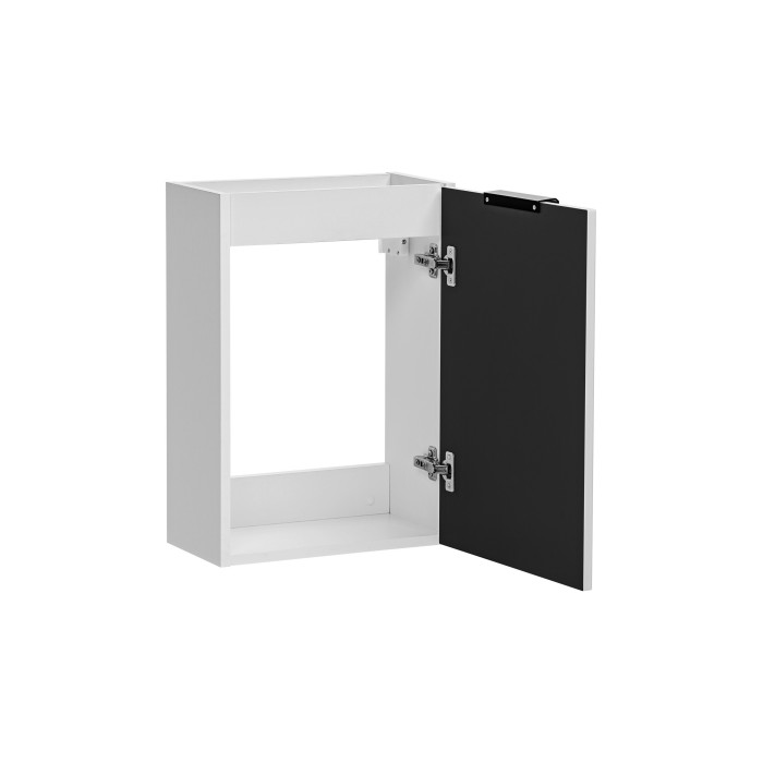 Meuble de rangement salle de bain NOXERA – Avec panier à linge – Coloris blanc mat – 40 cm – À suspendre 