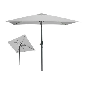 Parasol inclinable rectangulaire gris clair 200x300x250 cm – Toile polyester résistante aux UV