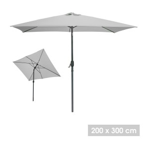Parasol inclinable rectangulaire gris clair 200x300x250 cm – Toile polyester résistante aux UV