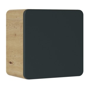 Meuble de rangement salle de bain suspendu ERBANO – Chêne clair et gris anthracite – 35 x 22 x 35 cm 