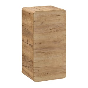 Meuble de rangement salle de bain ERBANO – 1 porte – Coloris chêne clair – Compact et suspendu 