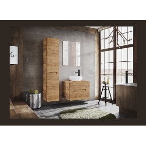 Meuble sous vasque ERBANO – 2 tiroirs – 60 cm – Coloris chêne clair et gris anthracite – Design fonctionnel 