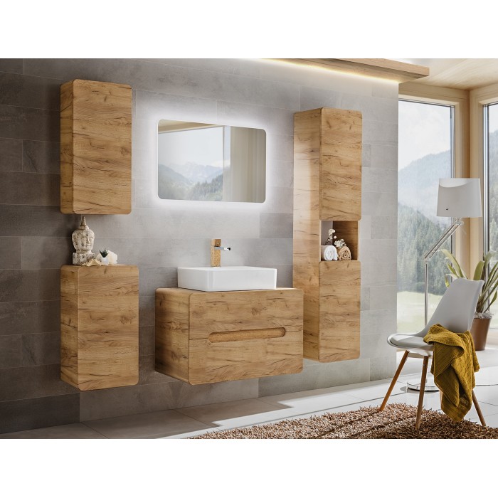Colonne de salle de bain ERBANO – Chêne clair – 35x75 cm – 1 porte – Style contemporain 