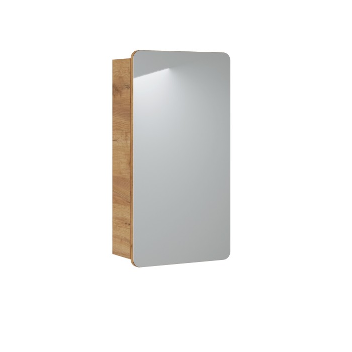 Meuble salle de bain ERBANO – Chêne clair – 40x75 cm – 1 porte avec miroir – À suspendre 