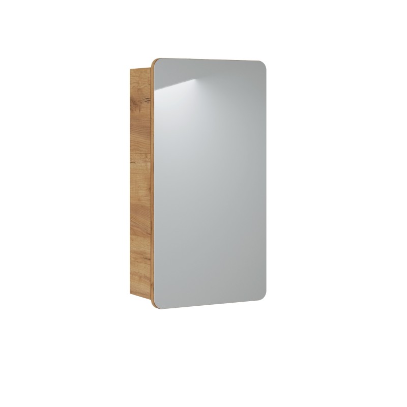 Meuble salle de bain ERBANO – Chêne clair – 40x75 cm – 1 porte avec miroir – À suspendre 