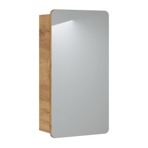 Meuble salle de bain ERBANO – Chêne clair – 40x75 cm – 1 porte avec miroir – À suspendre 