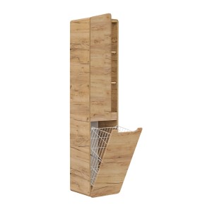 Colonne de salle de bain suspendue ERBANO – 2 portes – H170 cm – Coloris chêne clair