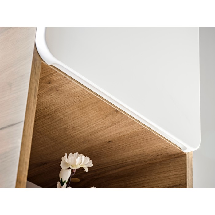 Colonne salle de bain ERBANO – Chêne clair et blanc brillant – 35x170 cm – 2 portes – À suspendre