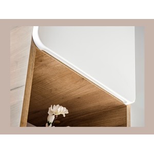 Colonne salle de bain ERBANO – Chêne clair et blanc brillant – 35x170 cm – 2 portes – À suspendre