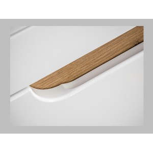 Meuble salle de bain ERBANO – Chêne clair et blanc brillant – 35x68 cm – 1 porte – À suspendre