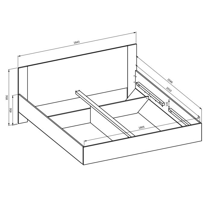 Chambre complète VERTIGO – Lit 180x200 avec sommier, 2 chevets, armoire 4 portes + contour design